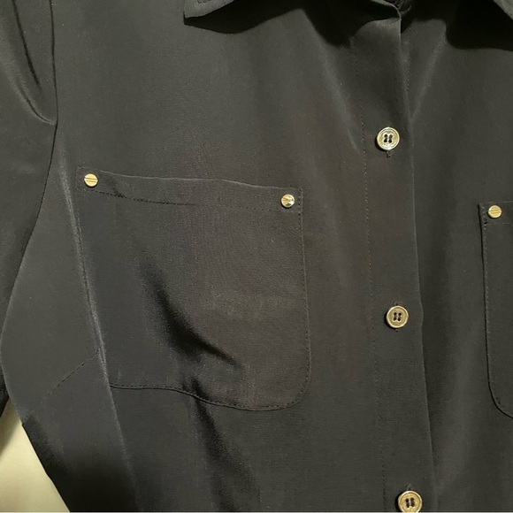 The Limited Solid Navy Button Down Rollup Sleeve Dress Size 8 - Picture 4 of 11